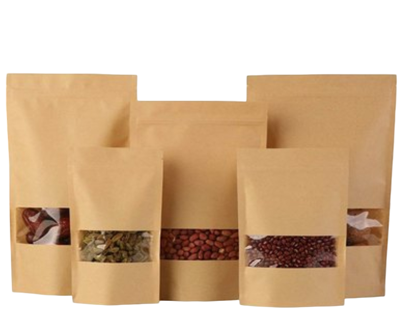 Kraft Paper Window Stand Up Pouch (Zipper)