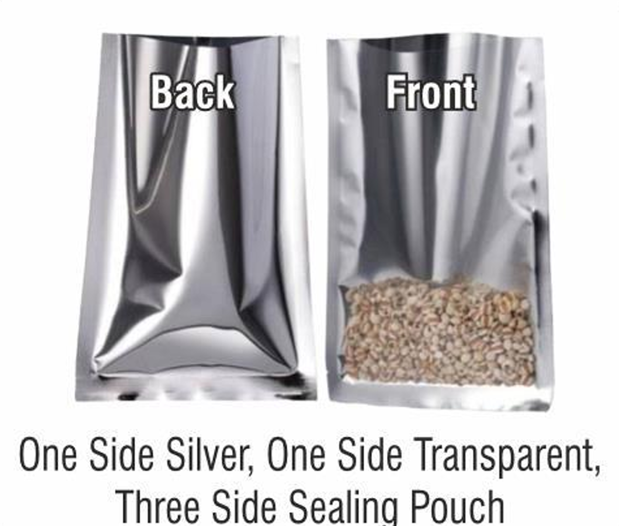 One Side Silver One Side Transparent (3 Side Seal) Pouch