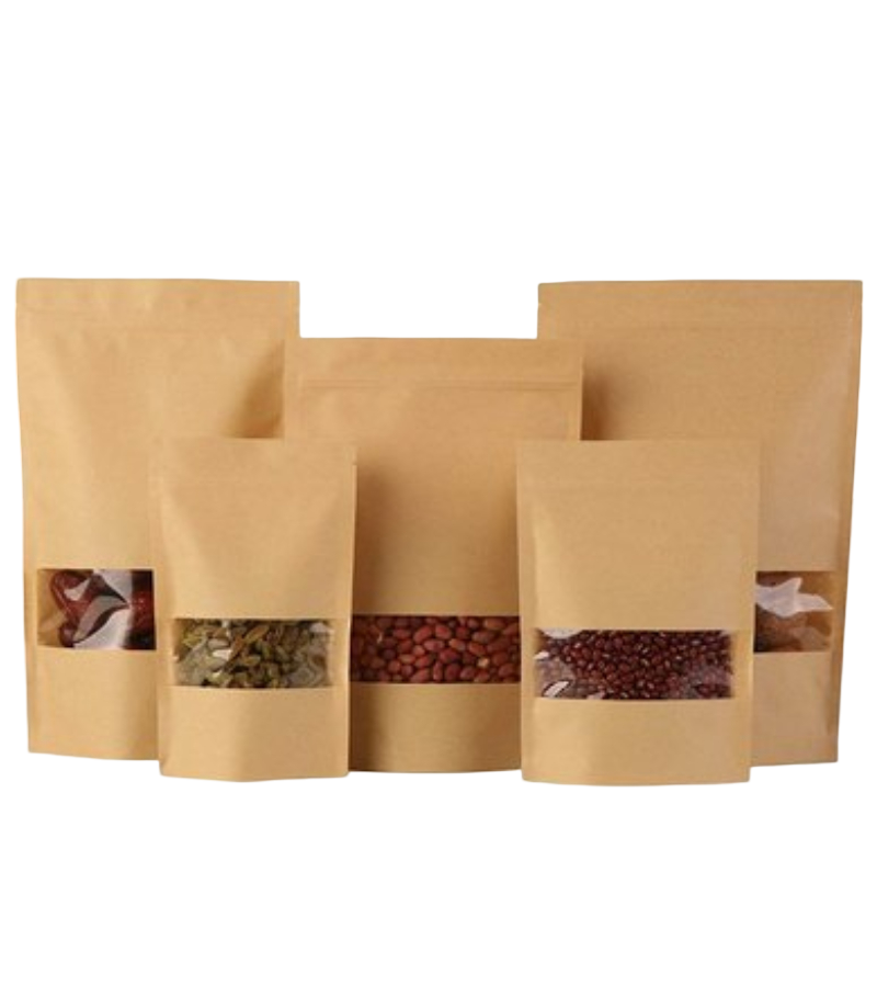 Kraft Paper Window Stand Up Pouch (Zipper)