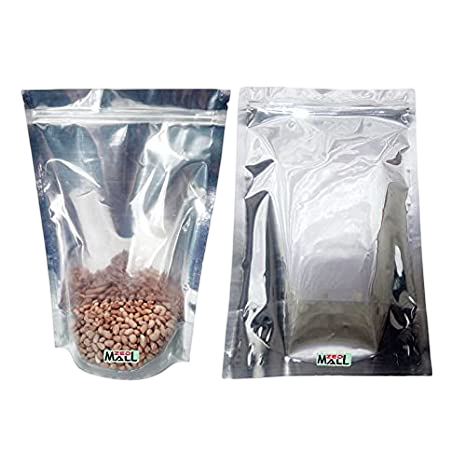 One Side Silver One Side Transparent Standup Pouch (Zipper)